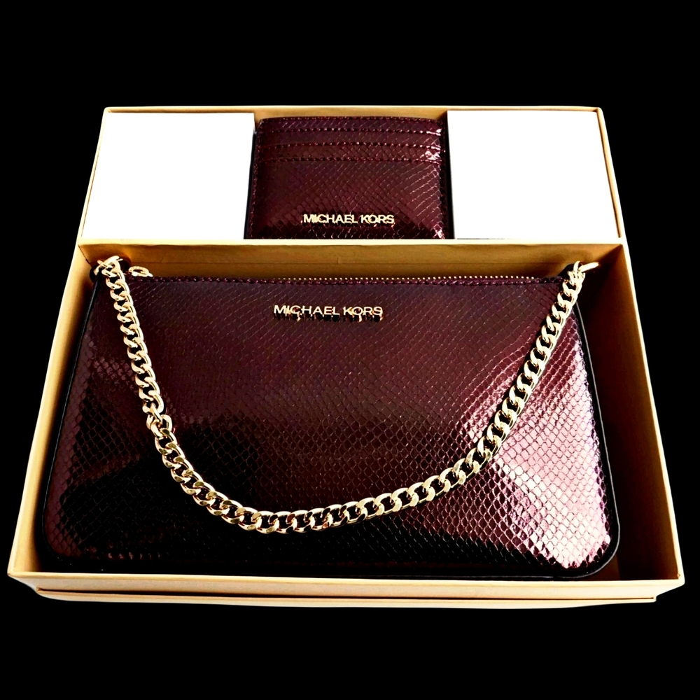 Michael Kors GIFT BOX SET $548 Bag w/ Chain & Crossbody Straps & Cardholder BNIB - Picture 7 of 9